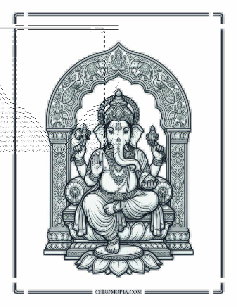 Ganesh Chaturthi Devotional Celebration Coloring Page