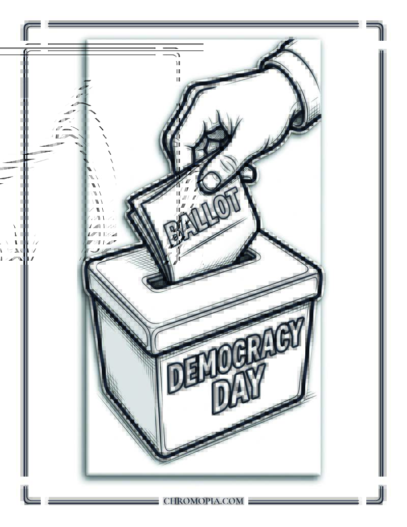 International Day Of Democracy Ballot Moment Coloring Page