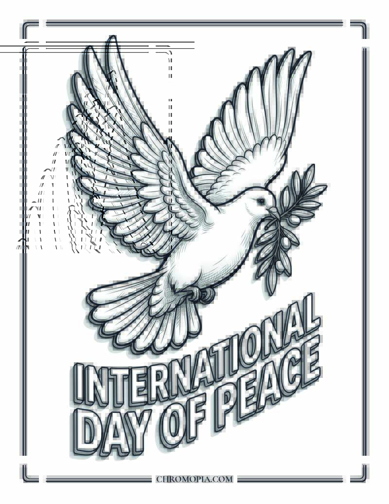 International Day Of Peace Dove In Motion Coloring Page