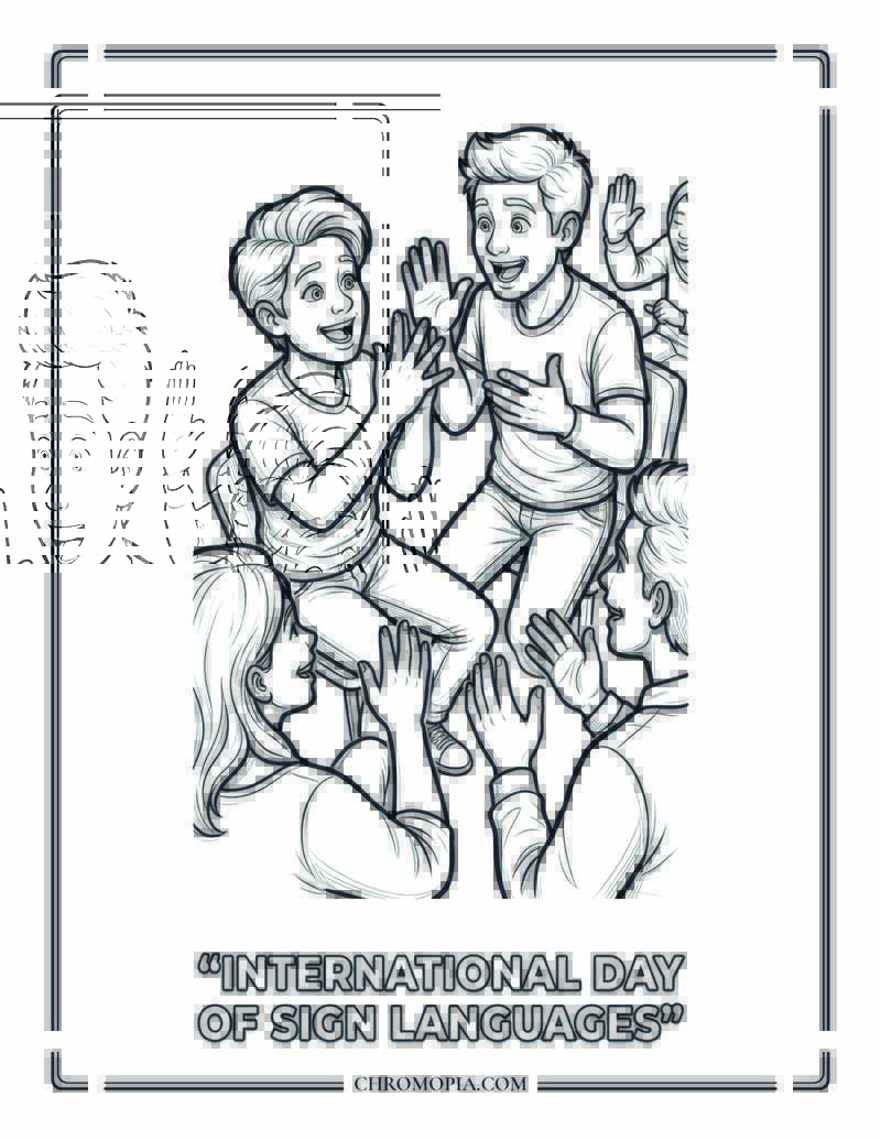 International Day Of Sign Languages Hands Coloring Page