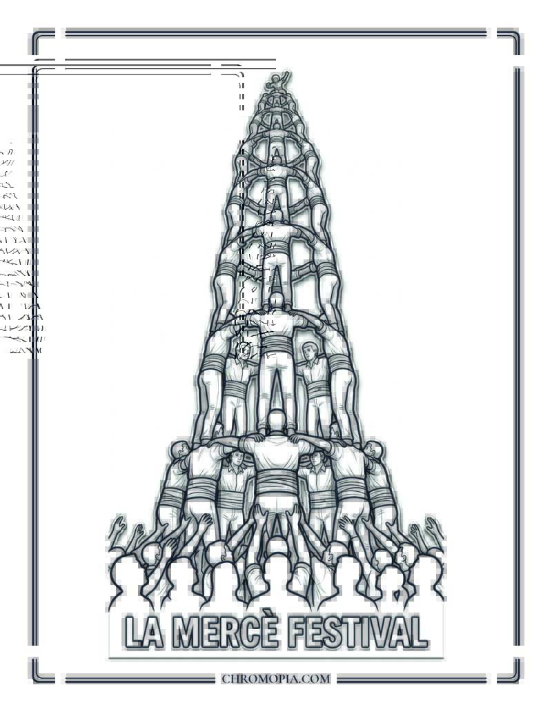 La Mercè Festival Human Tower Coloring Page