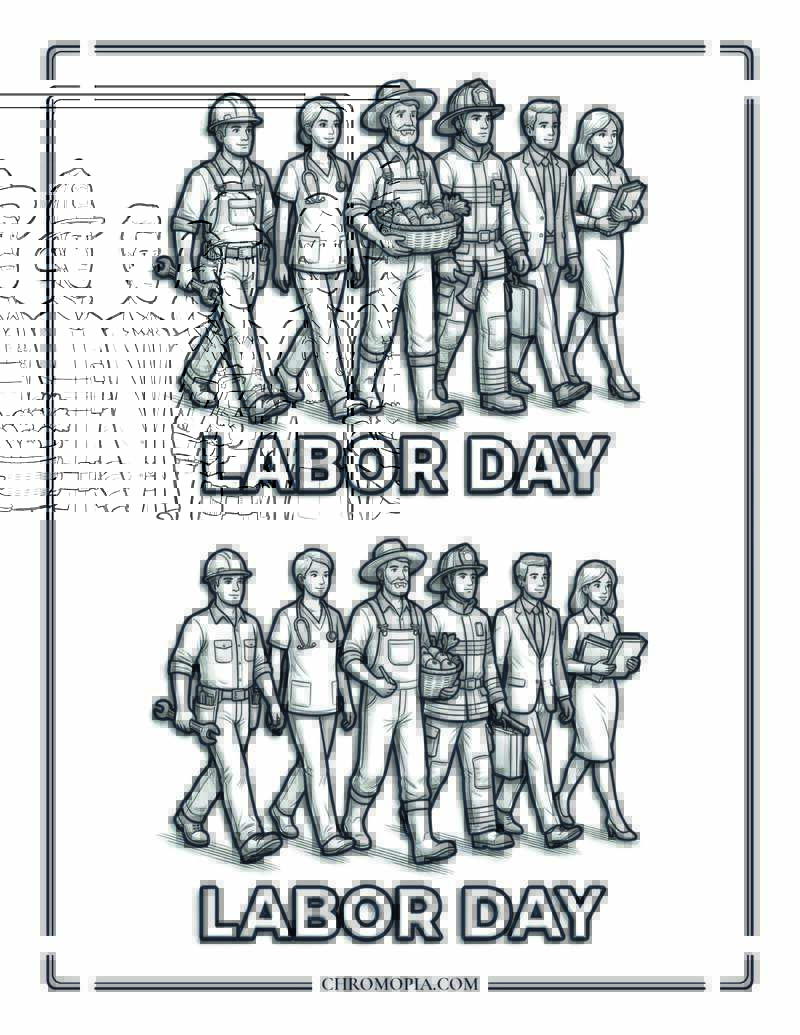 Labor Day Workers Unity March Coloring Page