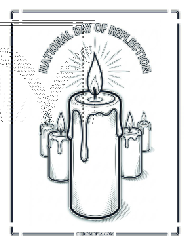 National Day Of Reflection Candle Circle Coloring Page