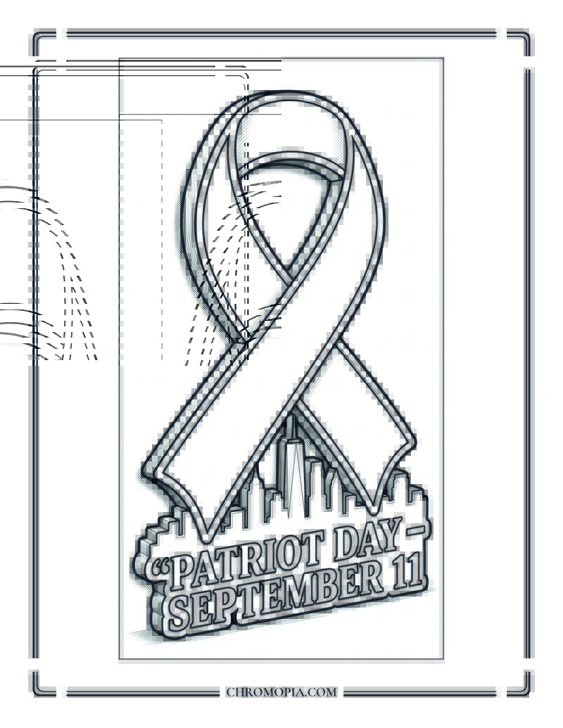 Patriot Day Memorial Ribbon Coloring Page