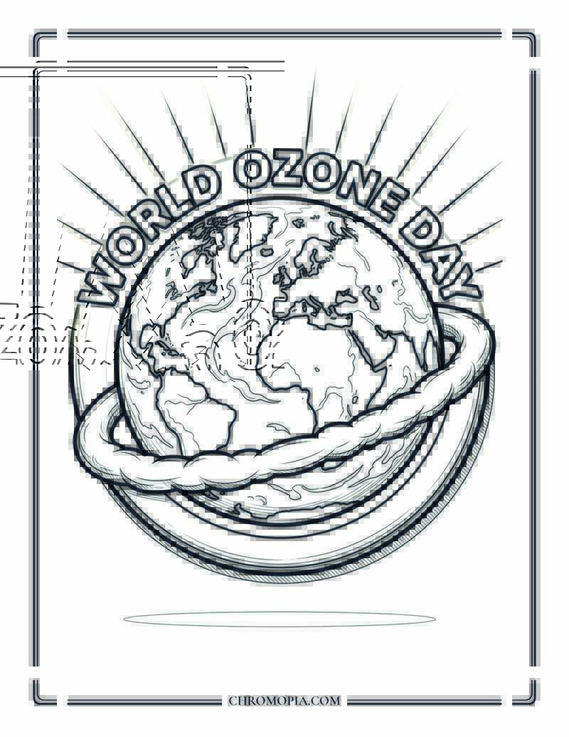 World Ozone Day Earth Shield Coloring Page