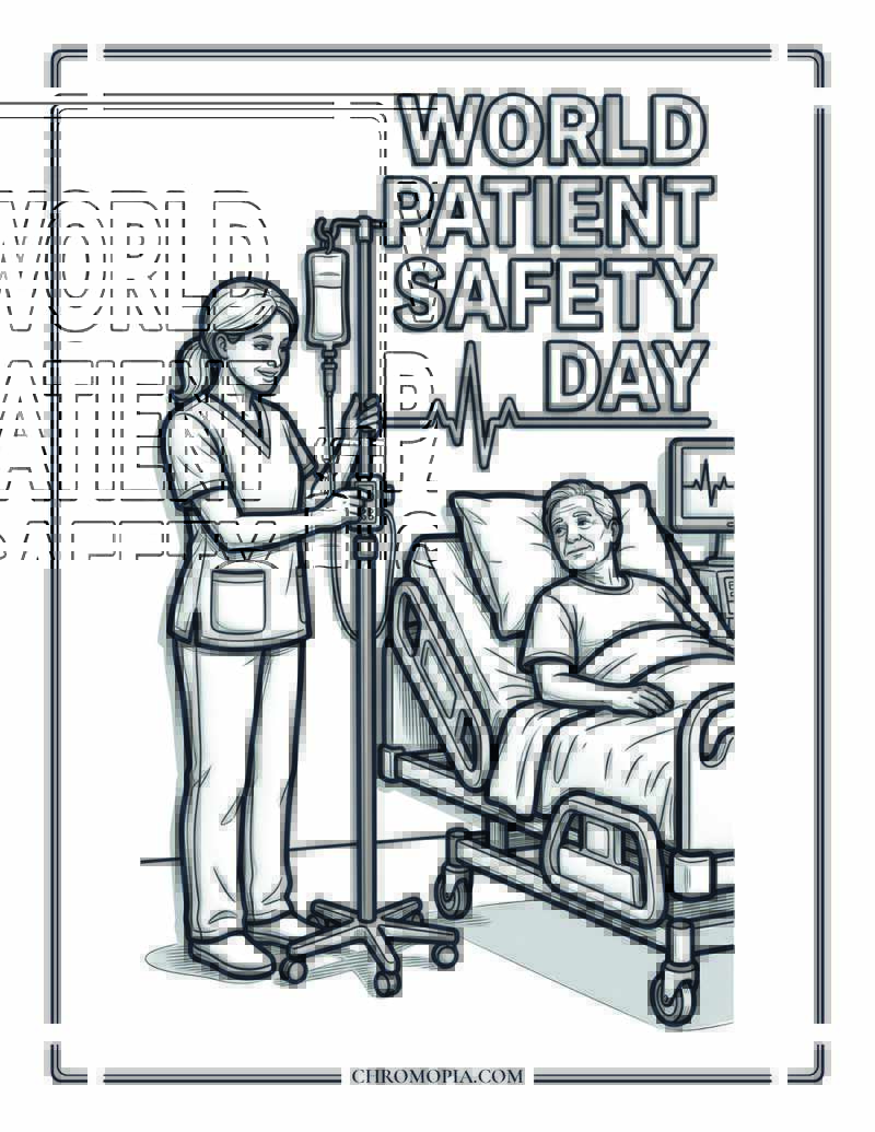 World Patient Safety Day Care Scene Coloring Page