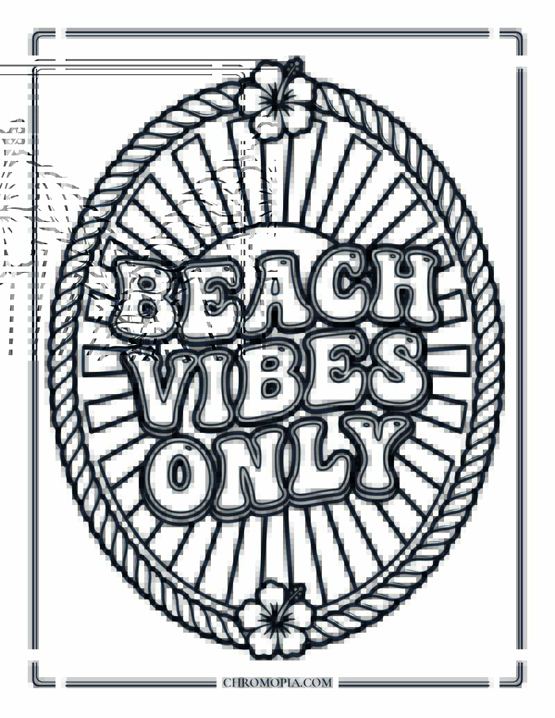 Beach Vibes Only Retro Style Coloring Page