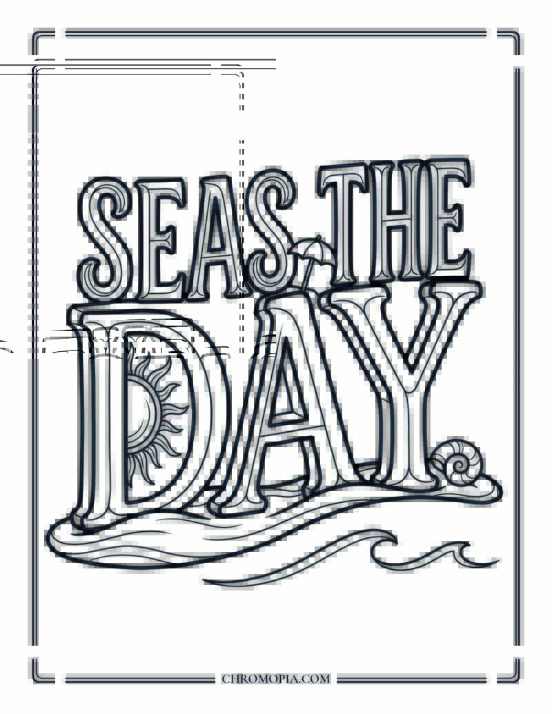 Seas The Day Beach Quote Coloring Page