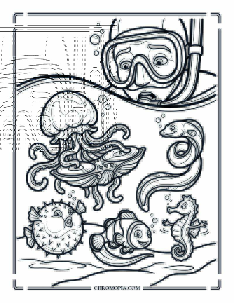 Jellyfish DJ At An Underwater Beach Party Coloring Page