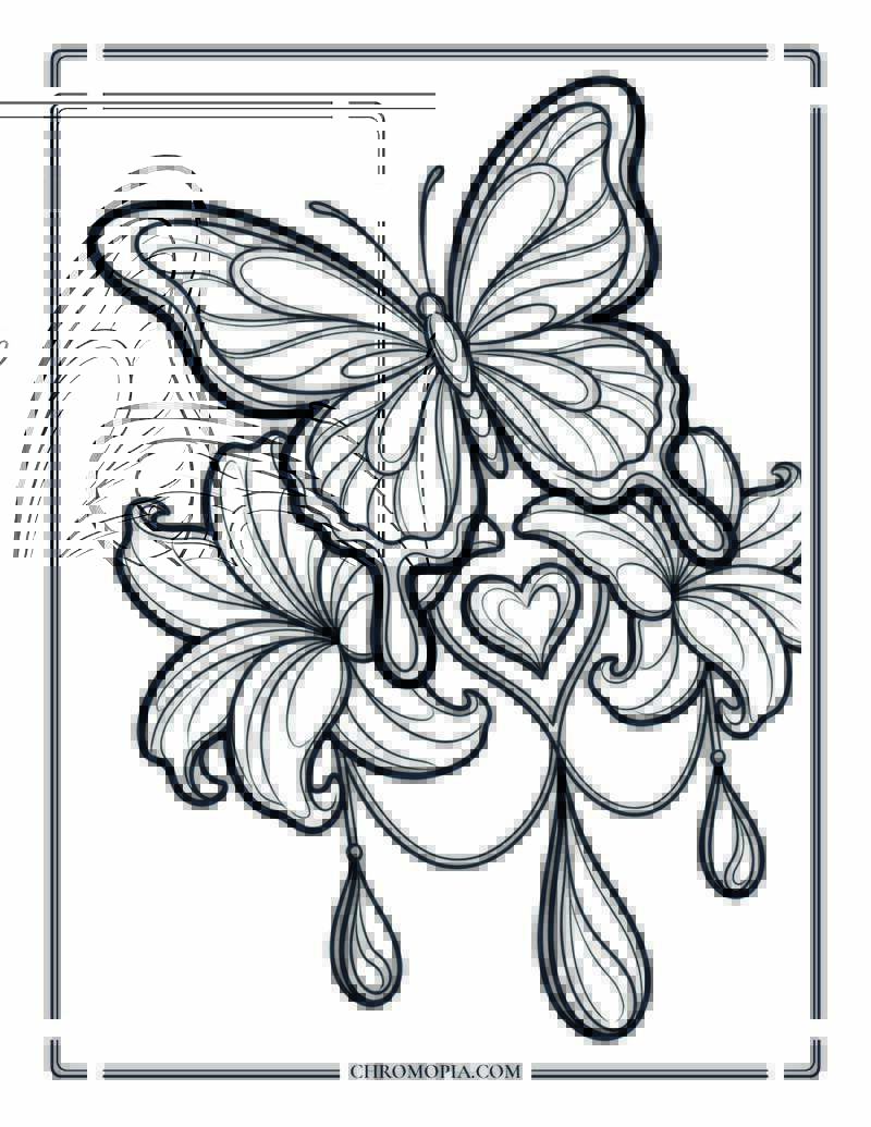 Fall Butterfly Floral Elegance Coloring Page