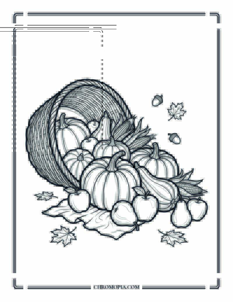 Harvest Overflow Basket Still Life Coloring Page