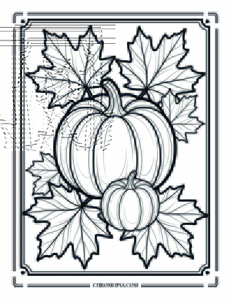 Luxury Fall Frame Dark Contrast Edition Coloring Page