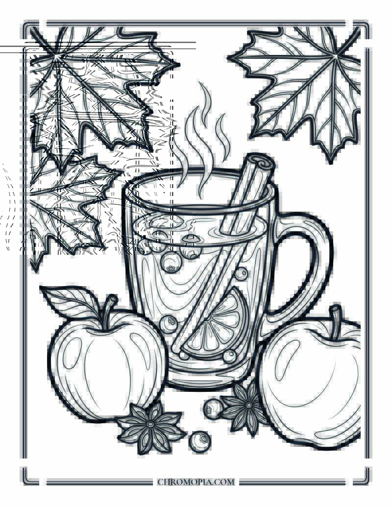 Warm Autumn Spiced Drink Still Life Coloring Page