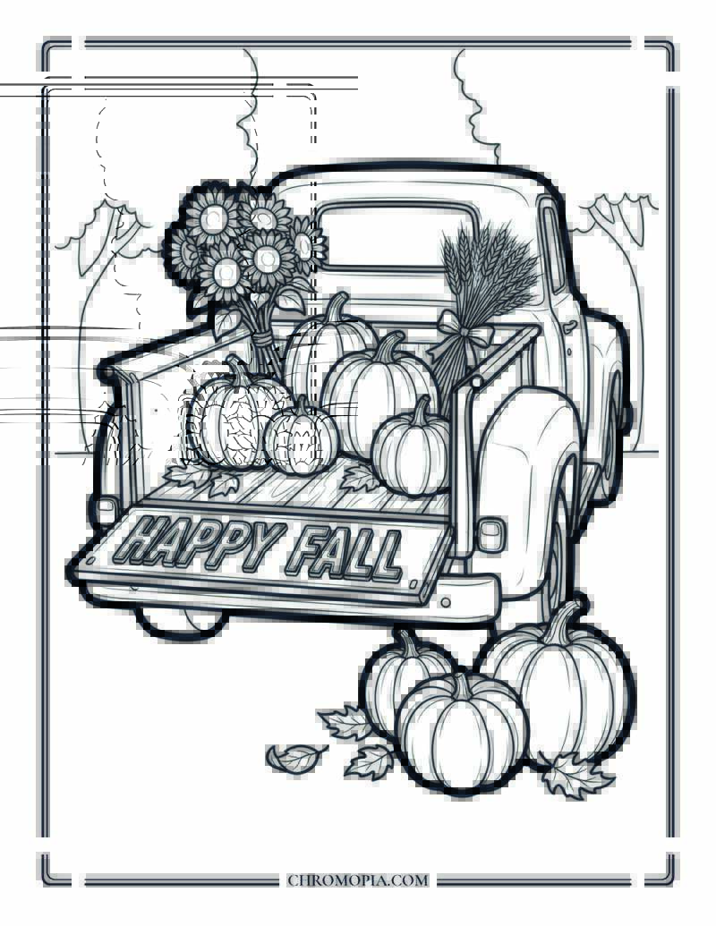 Farm Truck Harvest Display Coloring Page