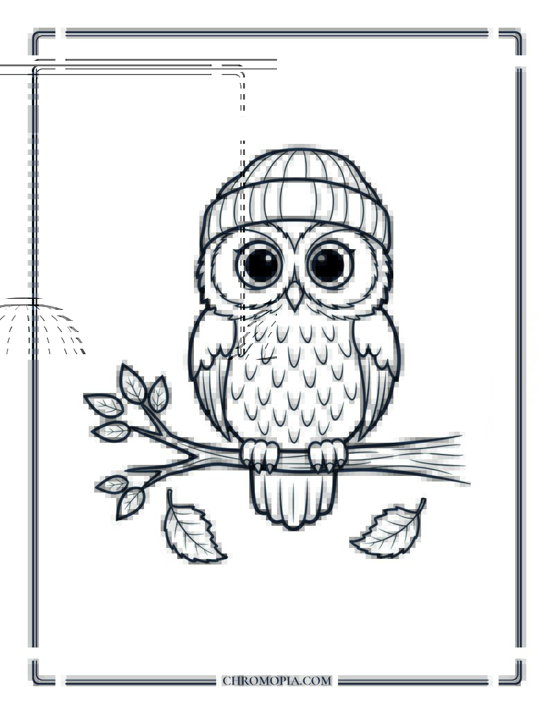Owl Sitting On A Tree Branch Easy Fall Bird Coloring Sheet