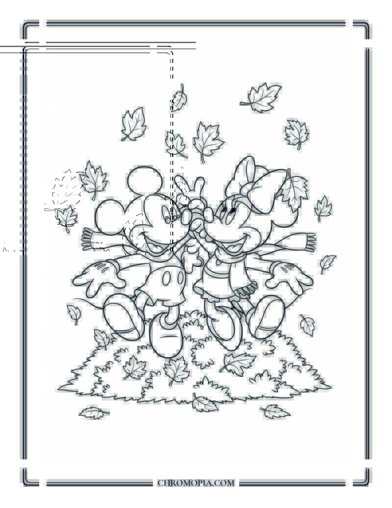 Cartoon Friends Jumping In Leaves Fall Fun Coloring Page