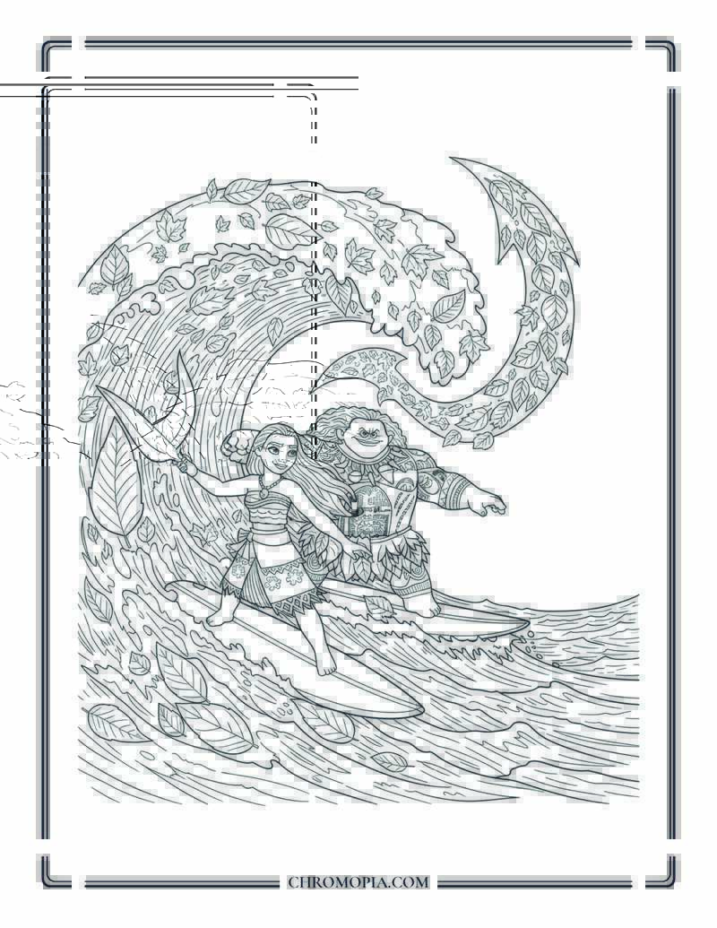 Cartoon Island Friends Surfing Fall Waves Tropical Autumn Coloring Page