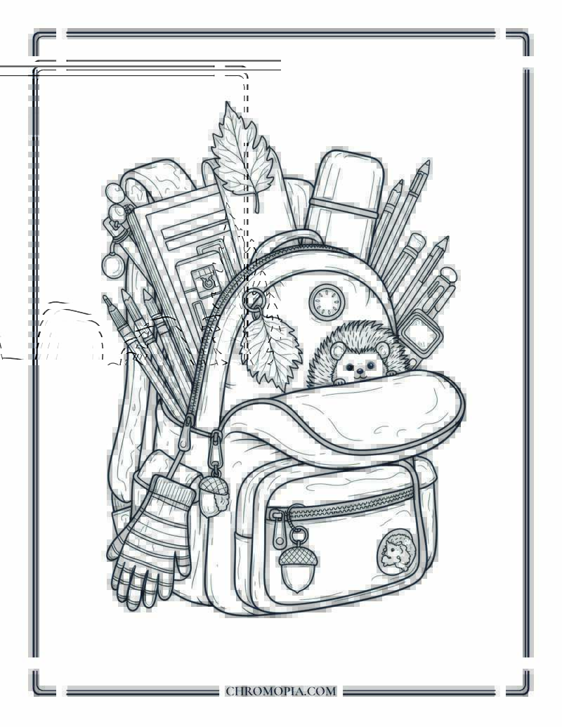 Fall Backpack Packed For Adventure Back To School Coloring Page