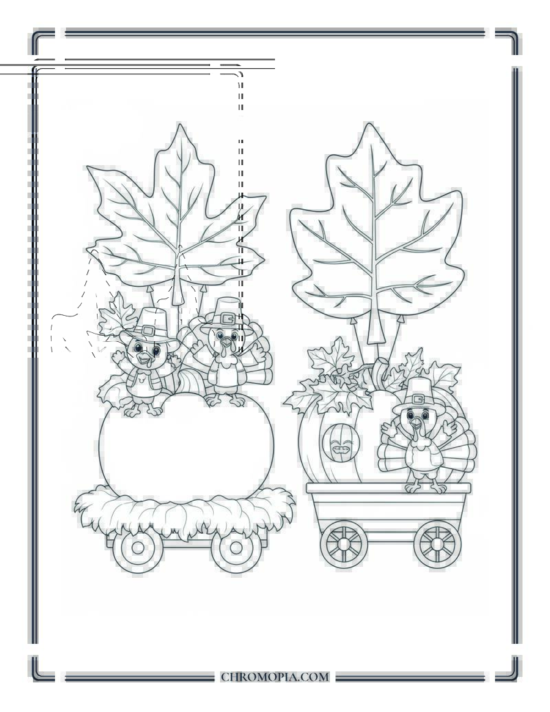 Thanksgiving Parade With Leaf Floats Festival Coloring Sheet