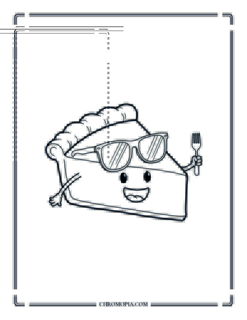 Pumpkin Pie Slice With Happy Face Coloring Page
