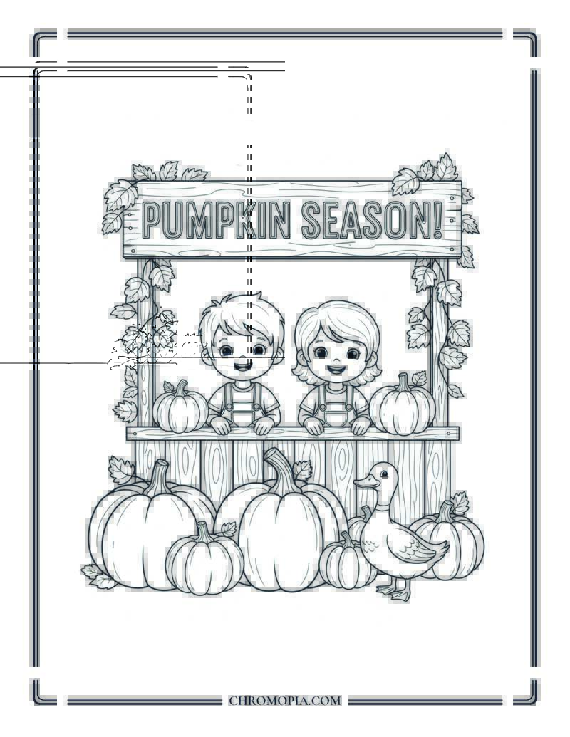 Pumpkin Season With Kids At Fall Festival Booth Festival Coloring Page