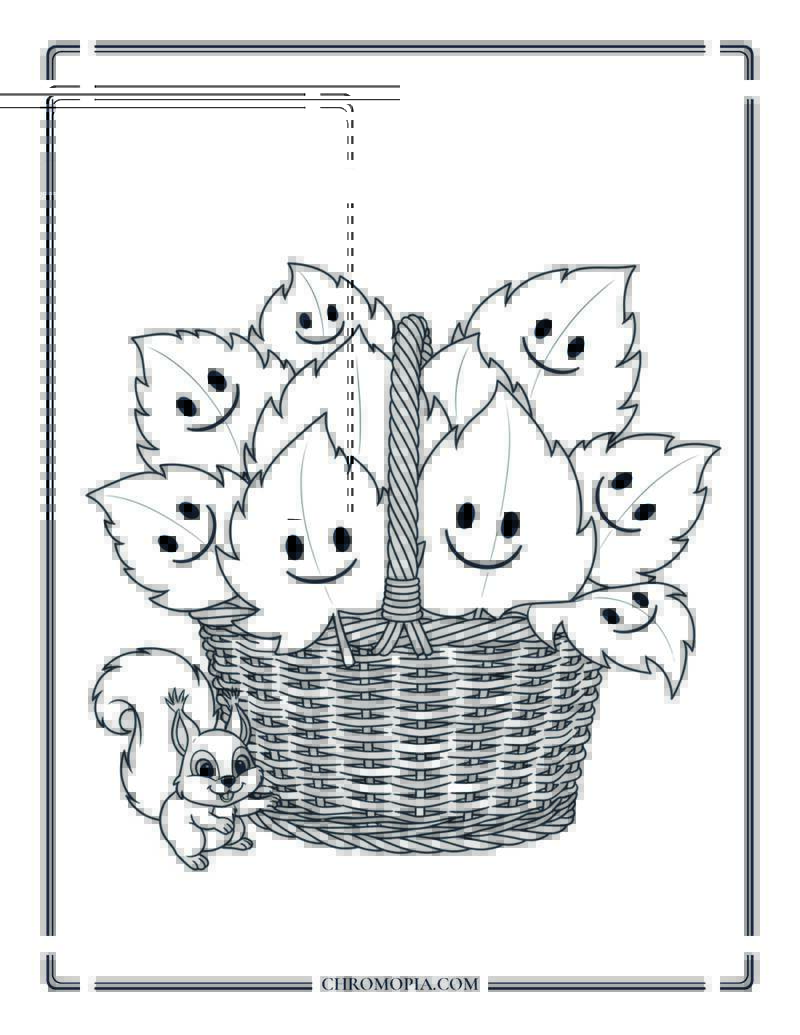 Basket Of Autumn Leaves Kid Friendly Fall Coloring Page