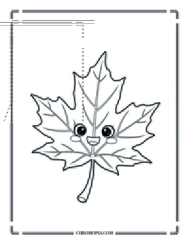 Big Smiling Maple Leaf Autumn Coloring Page For Toddlers