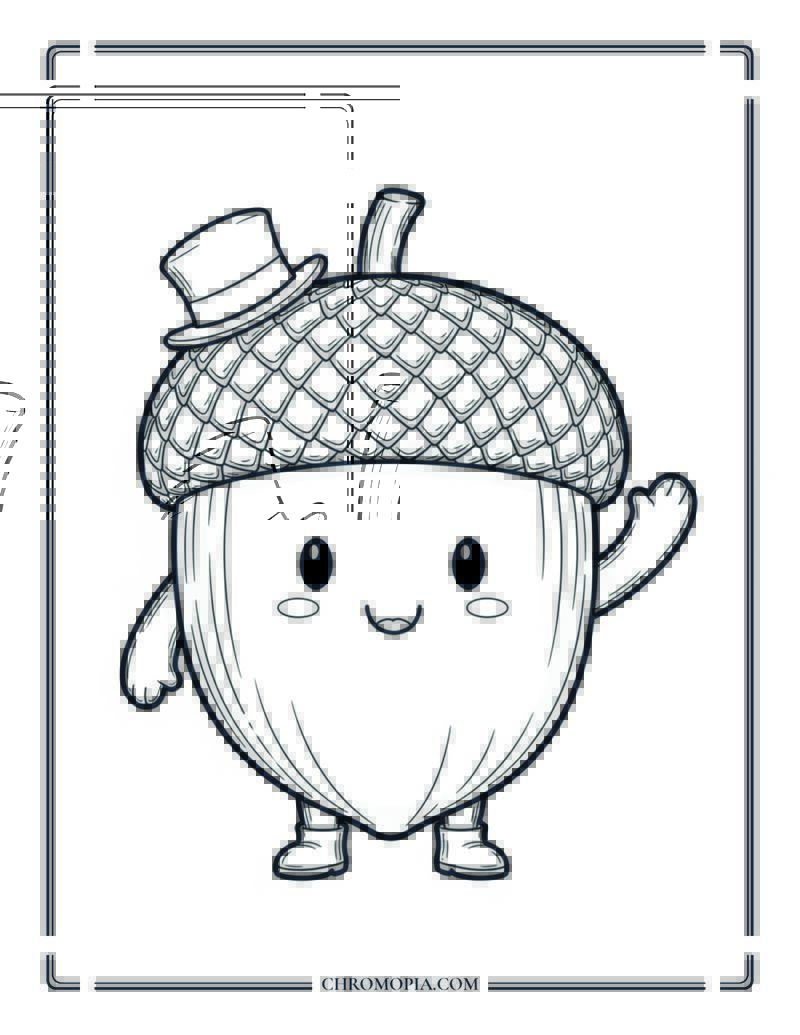Cute Acorn With A Little Hat Easy Fall Coloring Sheet
