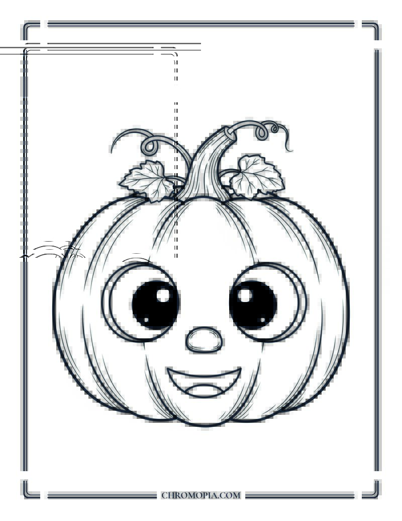 Happy Pumpkin With Big Eyes Simple Autumn Coloring Page