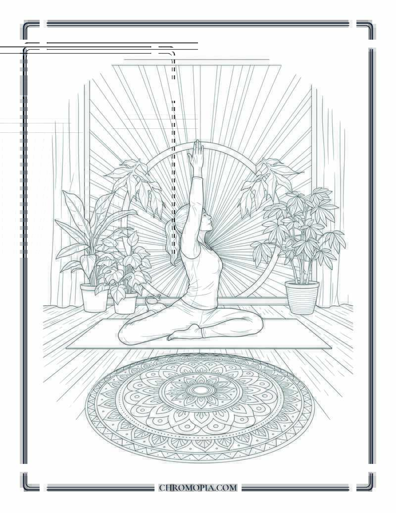 Mindfulness In Motion Mandala Gentle Fall Yoga Pose Coloring Page