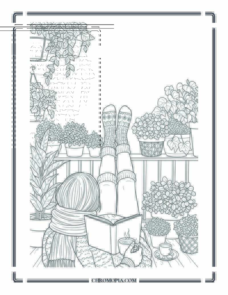 Autumn Relaxation Scene For Adults Mindfulness Coloring Page