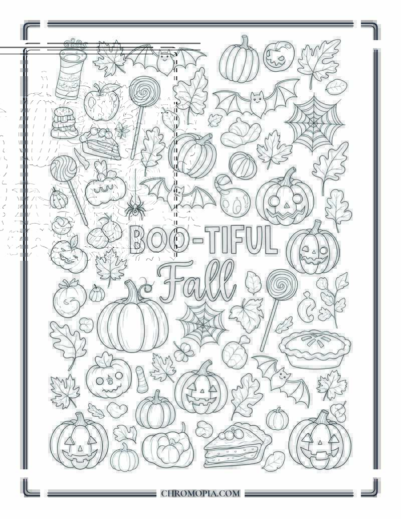 Fall + Halloween Combo Collage Cute And Classy Coloring Sheet