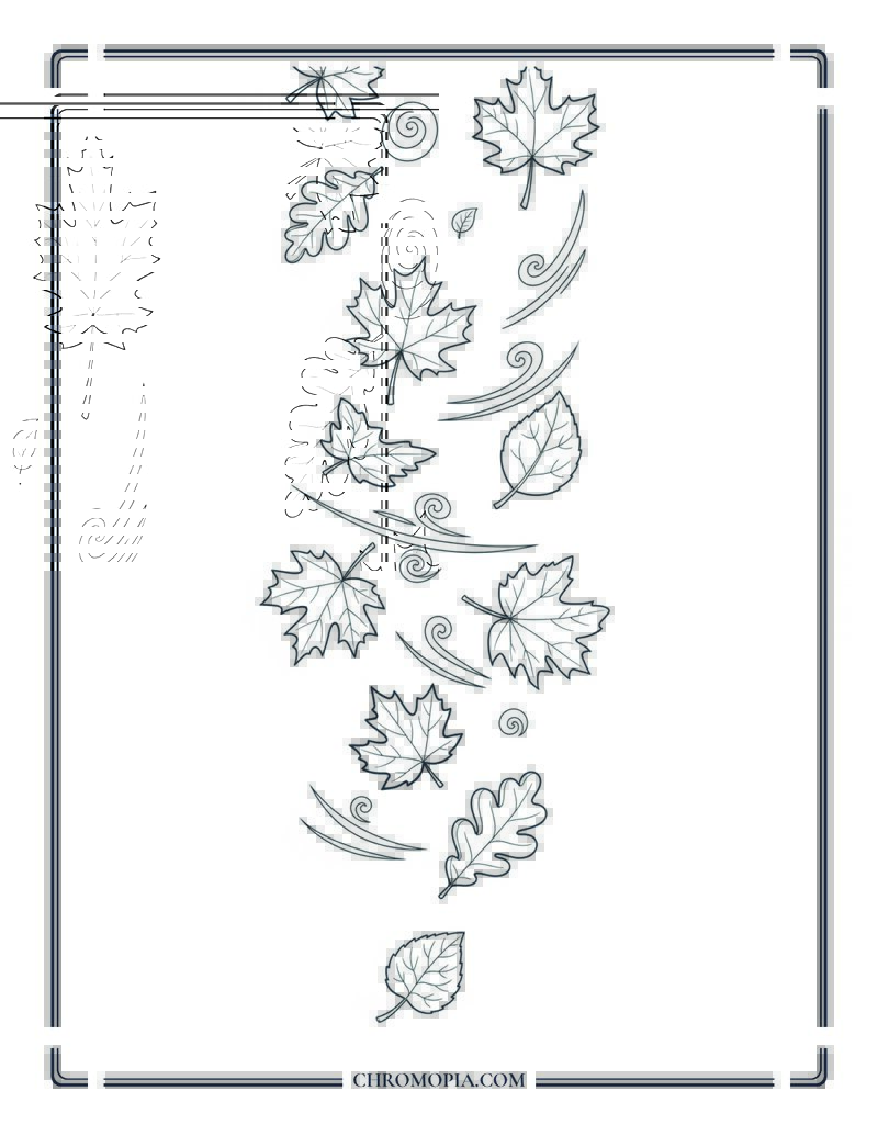 Falling Leaves From The Sky Gentle Leaf Drift Scene Coloring Page