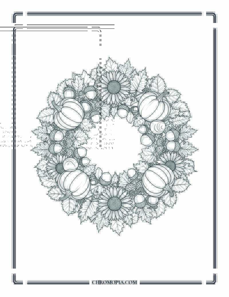 Ornate Autumn Mandala Leaf And Pumpkin Theme Coloring Page