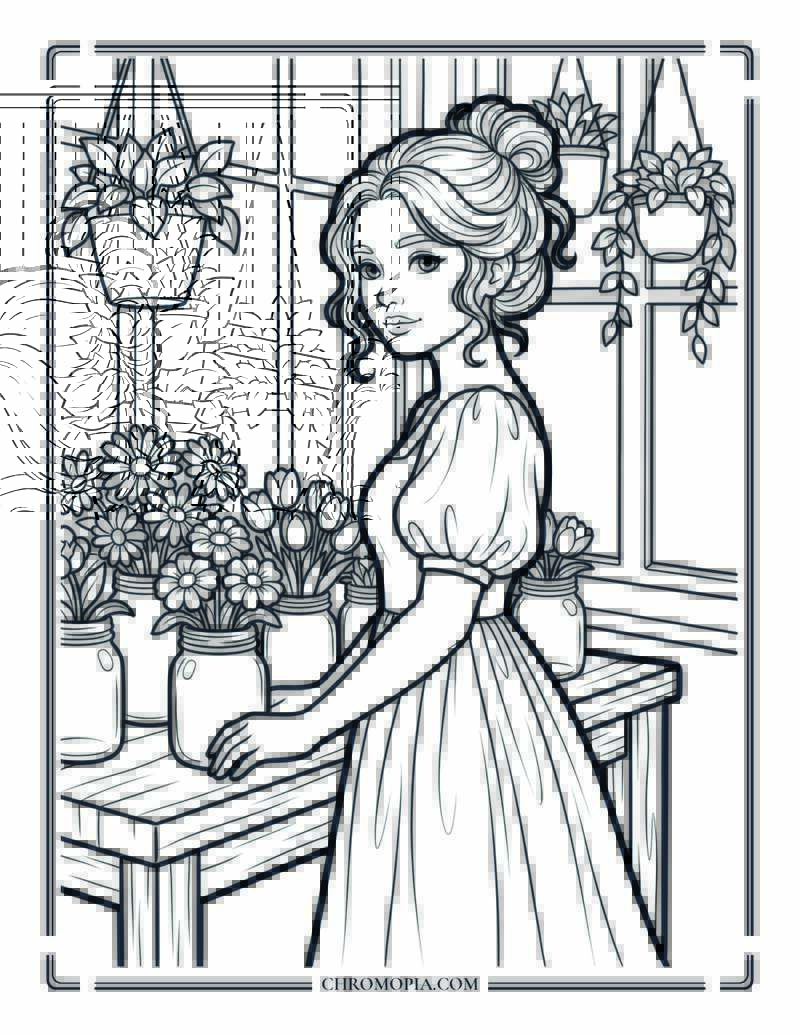 Indoors Soft Spring Morning Coloring Page