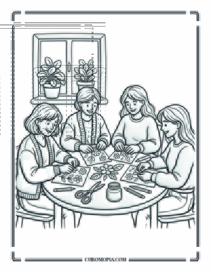 Spring Crafting Circle Coloring Page