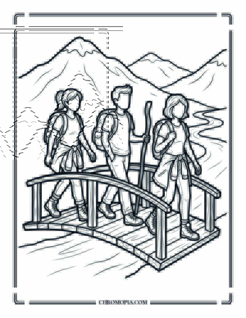 Spring Adventure Walk Coloring Page