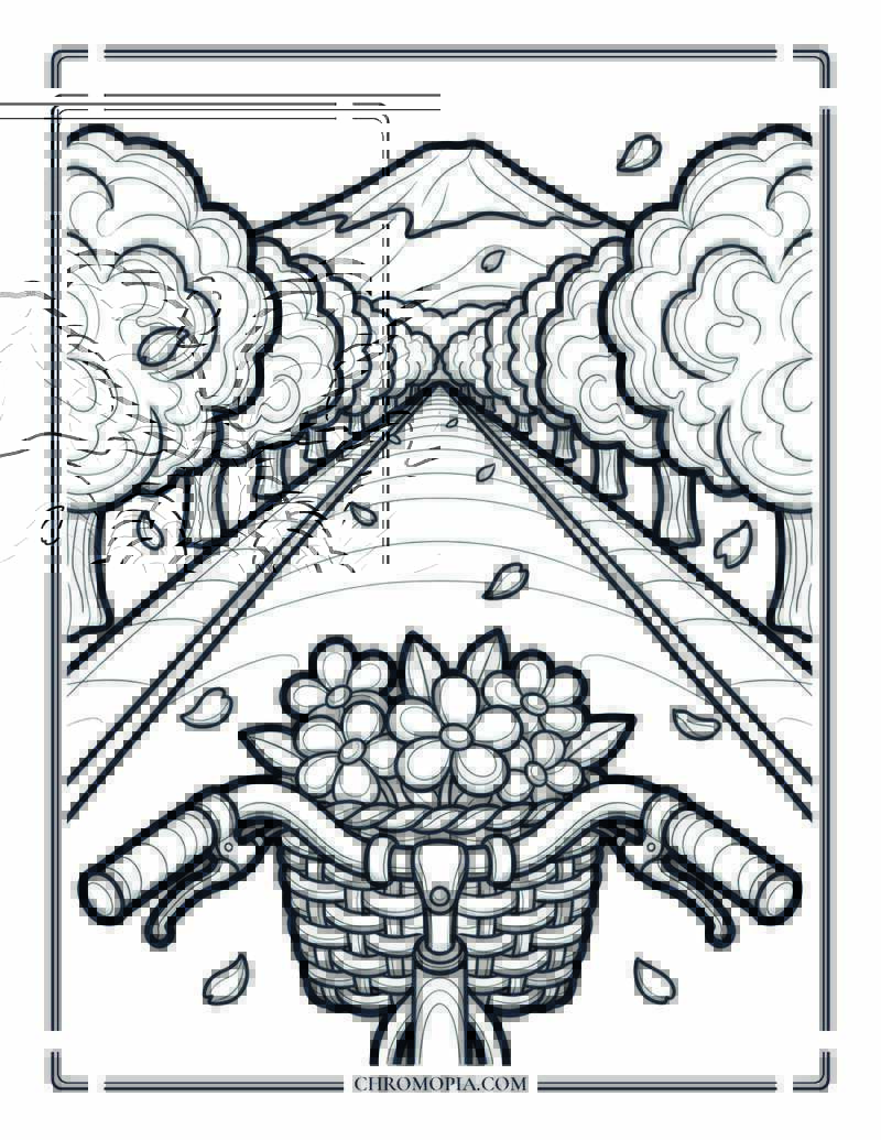 Cherry Blossom Ride POV Coloring Page