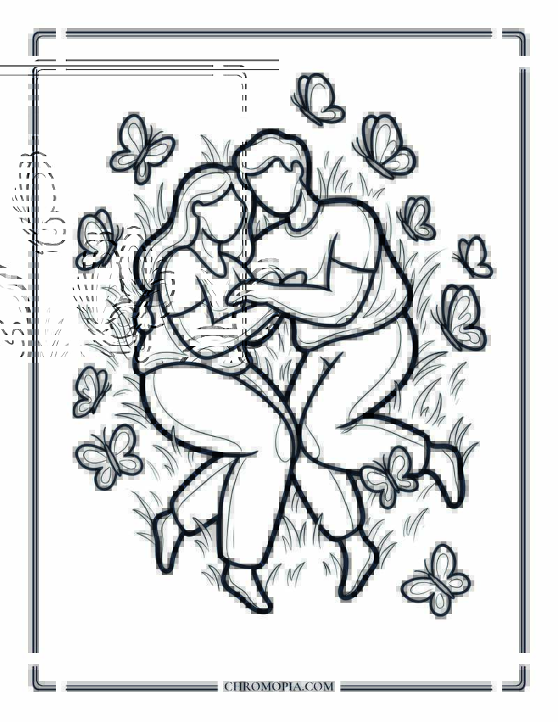 Romantic Butterfly Night Coloring Page