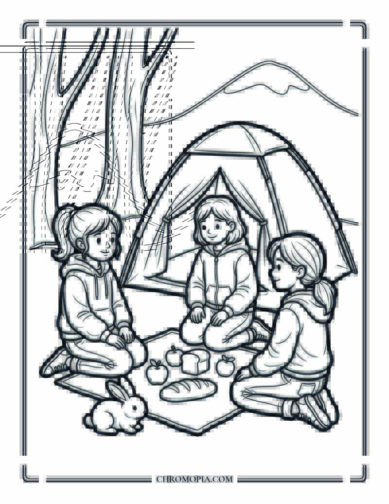 Spring Camp Day Coloring Page