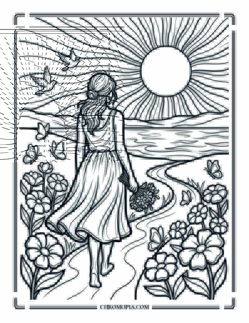 Summer Freedom Valley Dream Coloring Page
