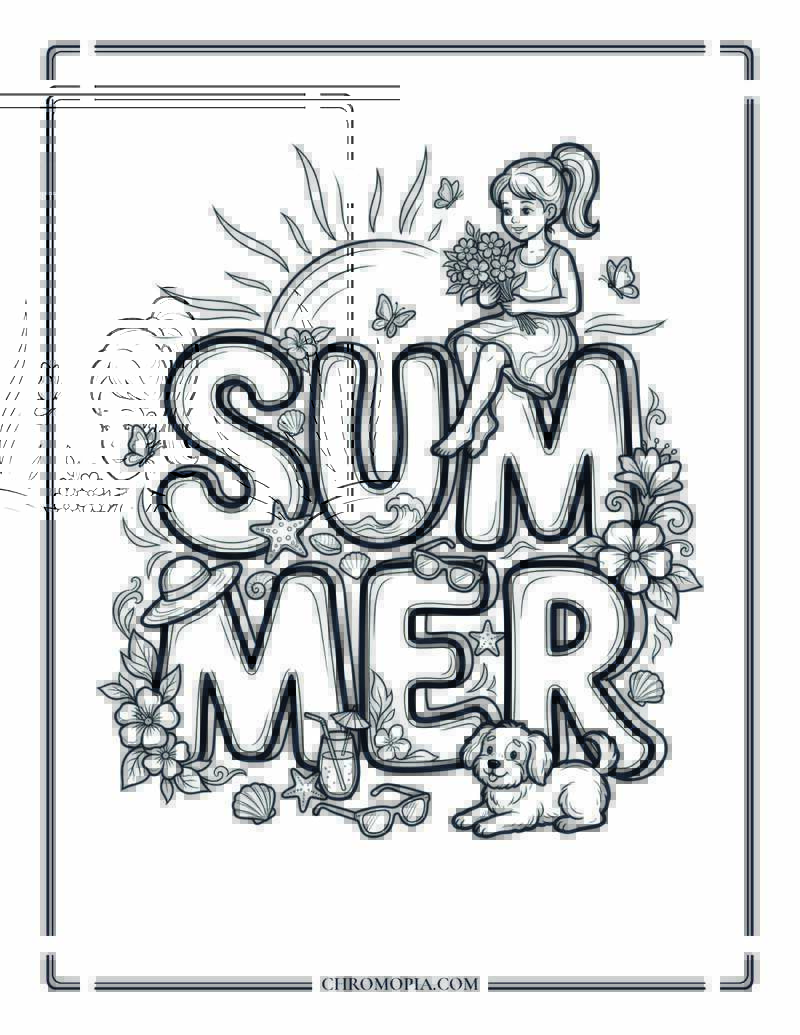 Summer Signature Memory Composition Coloring Page