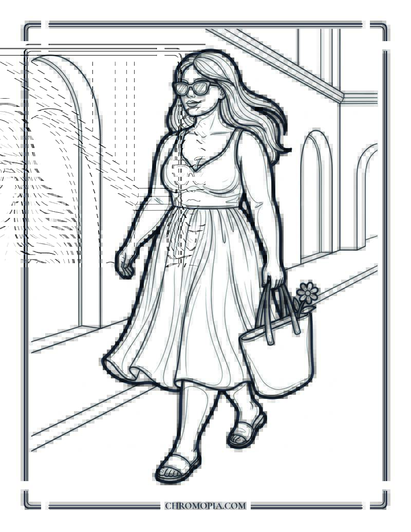 Summer Street Confidence Walk Coloring Page