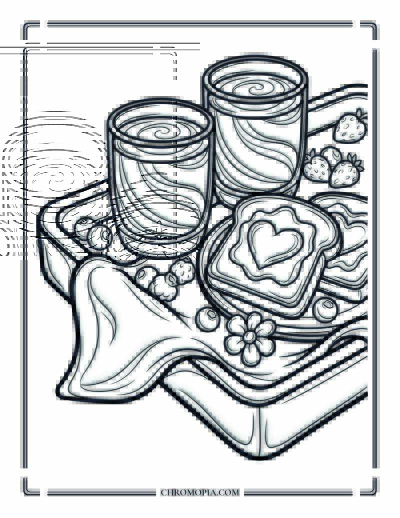 Summer Berry Breakfast Delight Coloring Page