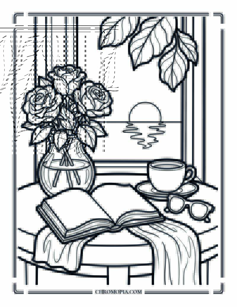 Summer Window Reading Serenity Coloring Page