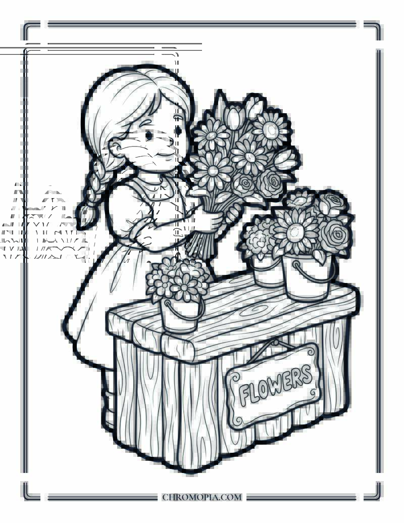 Flower Market First Gift Memory Coloring Page