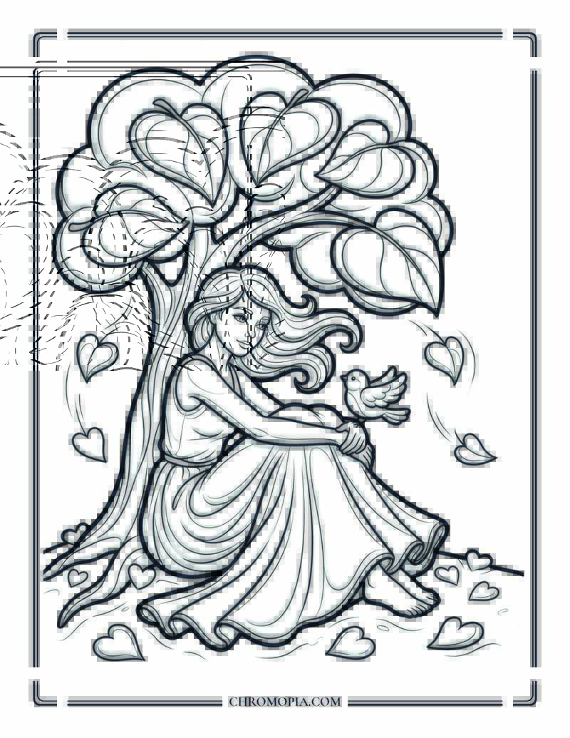 Heart Blossom Tree Dream Coloring Page