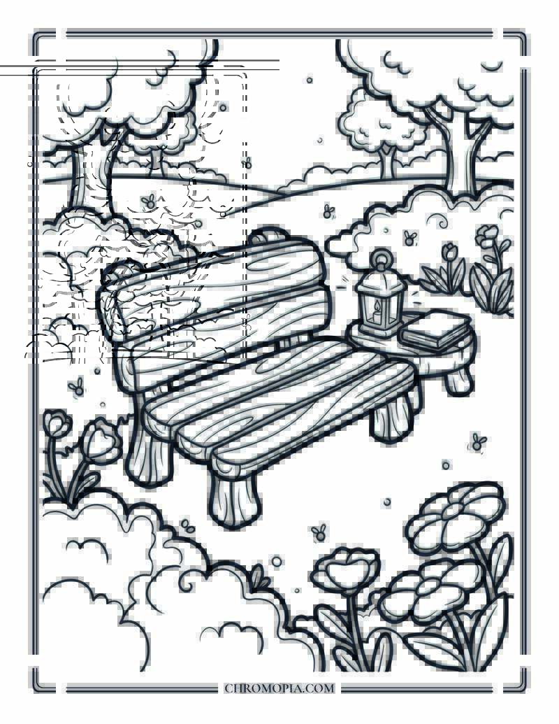 Summer Night Firefly Garden Glow Coloring Page