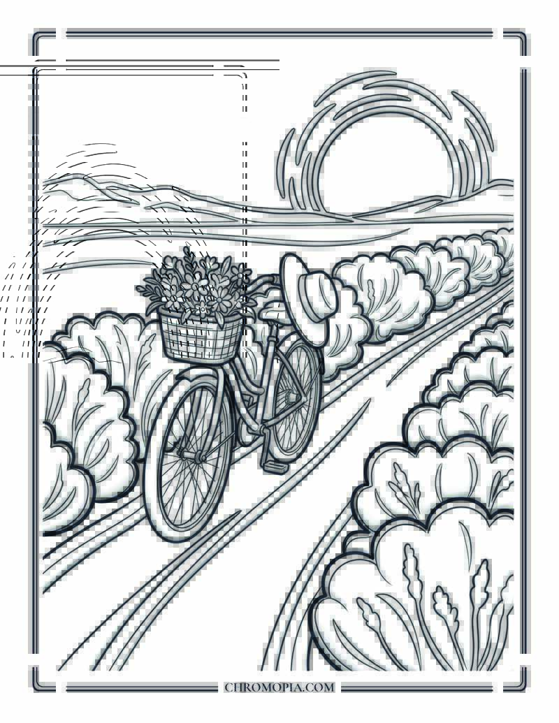 Sunlit Lavender Pathway Escape Coloring Page