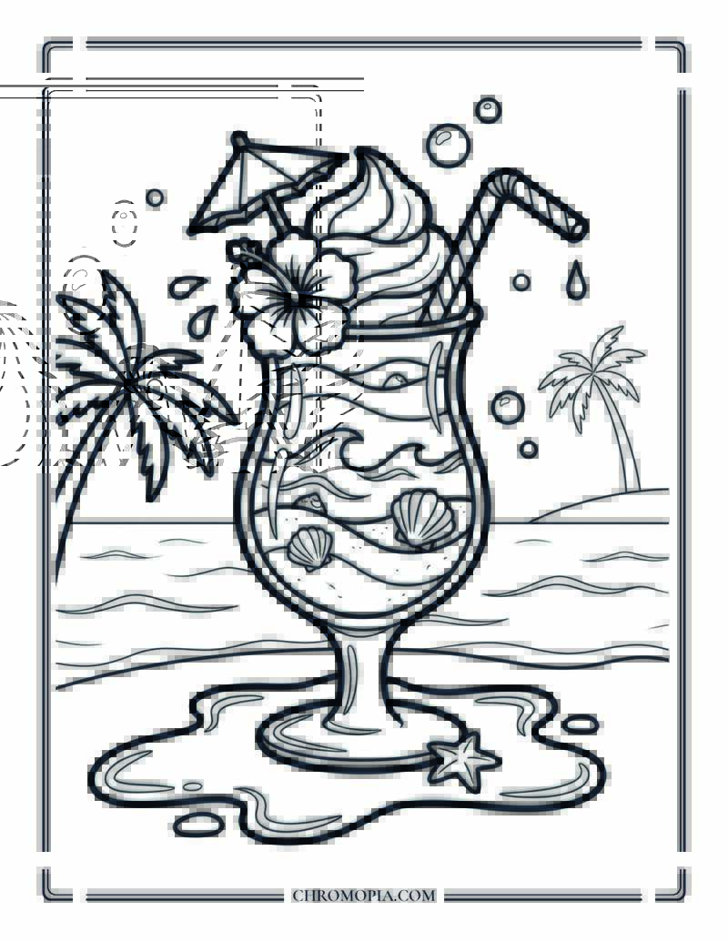 Tropical Dessert Escape Glass Coloring Page